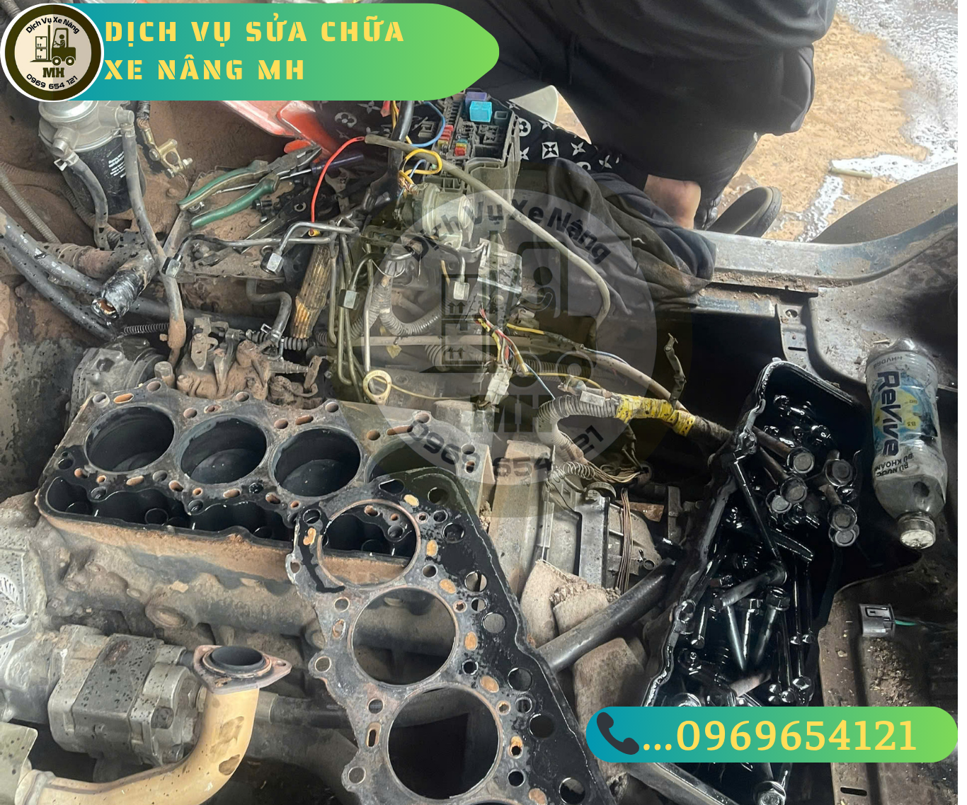 Sửa chữa động cơ xe nâng gãy trục khuỷu – nứt lốc máy, nước lẫn nhớt | Dịch vụ MH