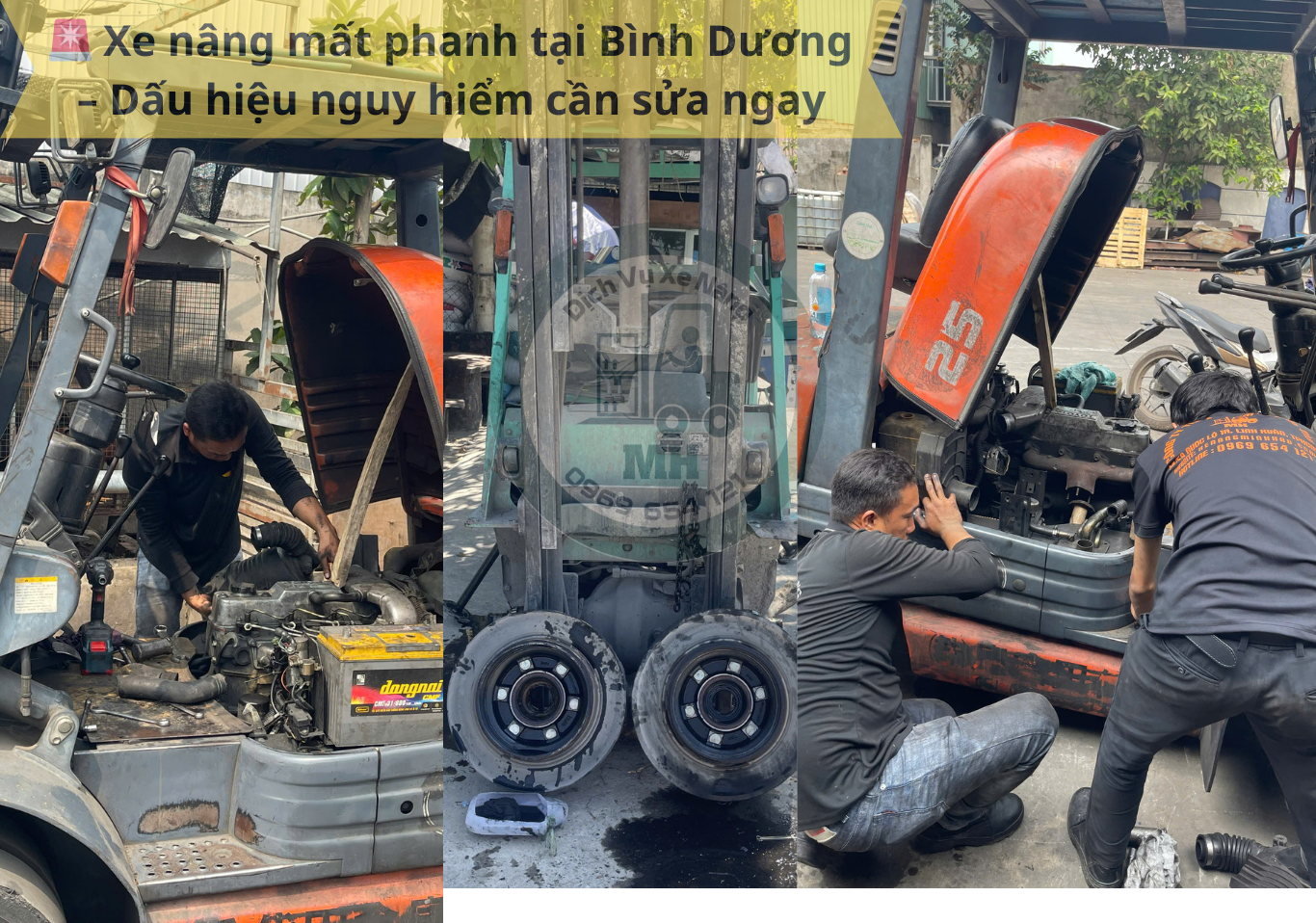 Xe nâng mất phanh tại Bình Dương cần kiểm tra và sửa chữa ngay để đảm bảo an toàn vận hành.