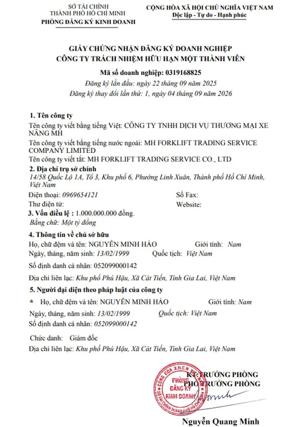 giấy đăng ký doanh nghiệp